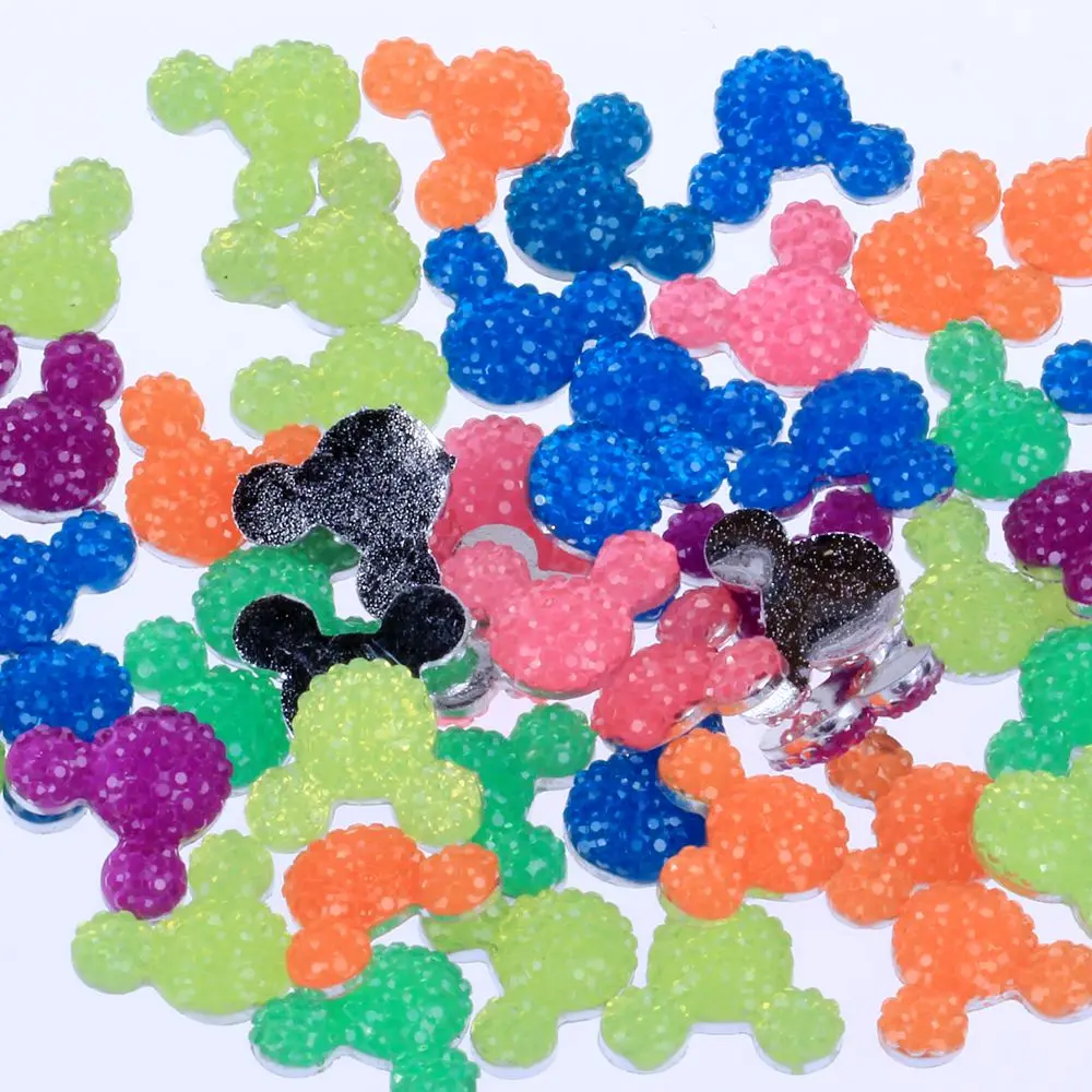 

NEW!Small Mickey Head Many Colors 1000pcs 14x11.5mm Mickey Head Shape Flatback Resin Rhinestones Decorations DIY Dotted Crafts