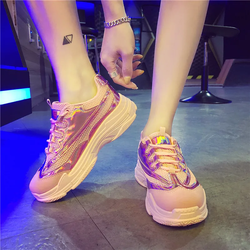 

2019 Casual Shoes Women Shallow Sneakers Fashion Dad Shoes Women Spring Autumn Shoes Med Heels Sneaker Lace-uVp ulcanize Shoes
