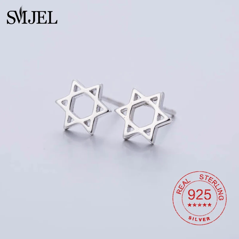 Женские серьги SMJEL из серебра 100% пробы с изображением крошечной Magen звезды Давида