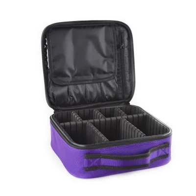 New Makeup Bag with Mirror Large Capacity Women Professional Cosmetic Manicure Bag Portable Make up Organizer Storage Bags - Цвет: Purple Mini Style B