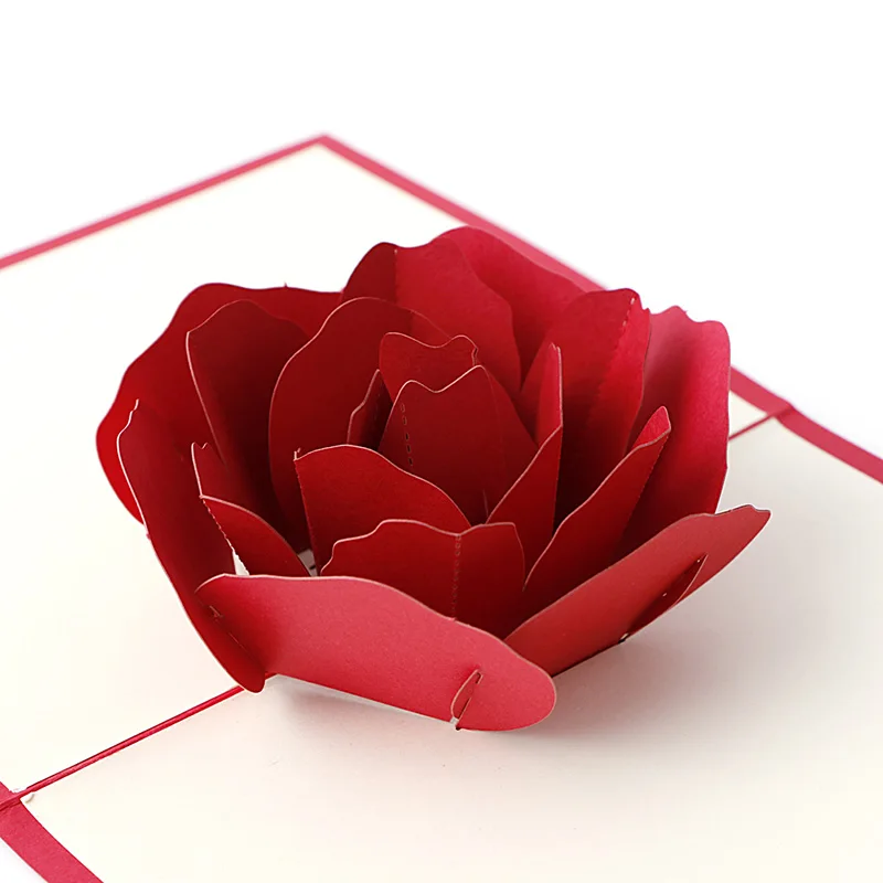 

3D Pop UP Holiday Greeting Cards Red Flower Christmas Thanksgiving Creative Gift