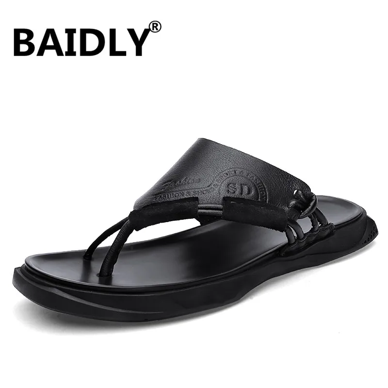 comfortable leather flip flops