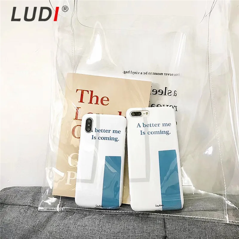 LUDI Hot INS Simple Geometric Soft Matte Phone Case for iphone 7 8 6 6s Plus Letter Print Phone Bags for iphone X    1_