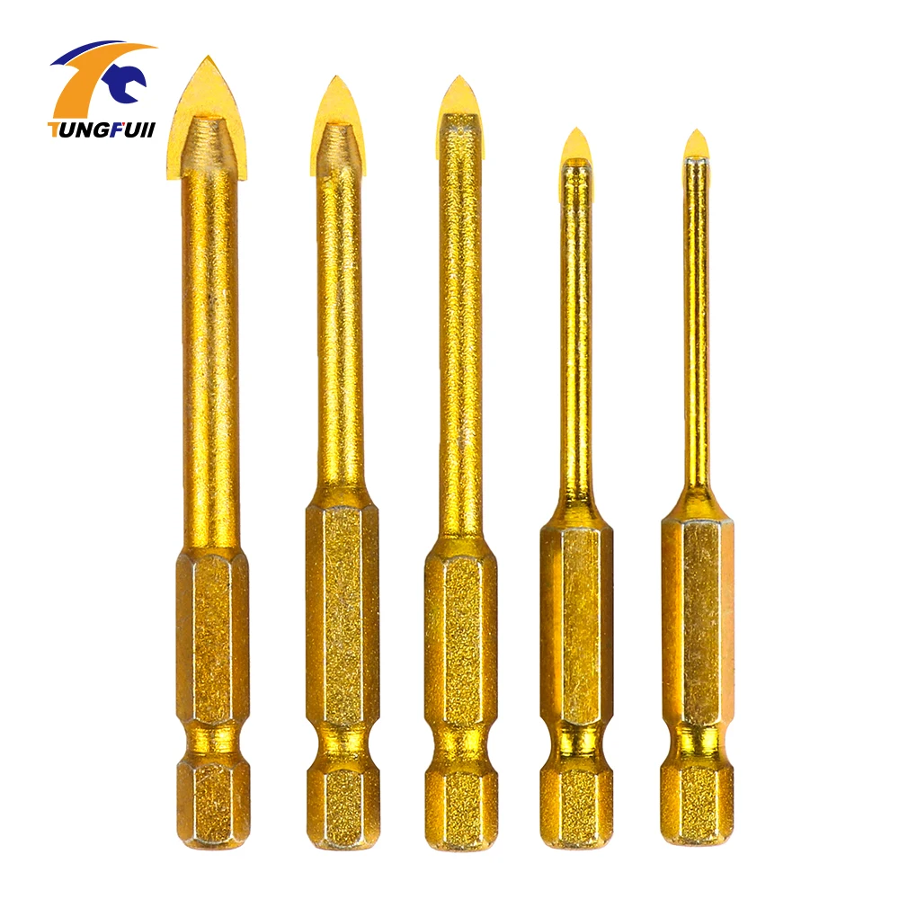 5pcs Glass Drill Bit Set Carbide Tip For Masonry Tile Wood Metal