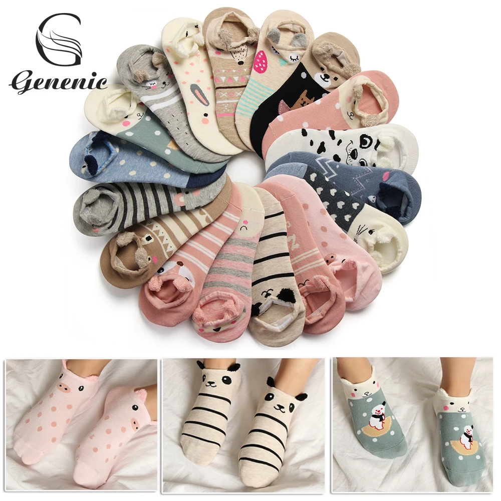 

New 1 Pair 3D Lovely Soft Ankle Socks for Women Girls Cute Cartoon Animal Cotton Warm Socks Harajuku Ankle Sox Low Cut Sock