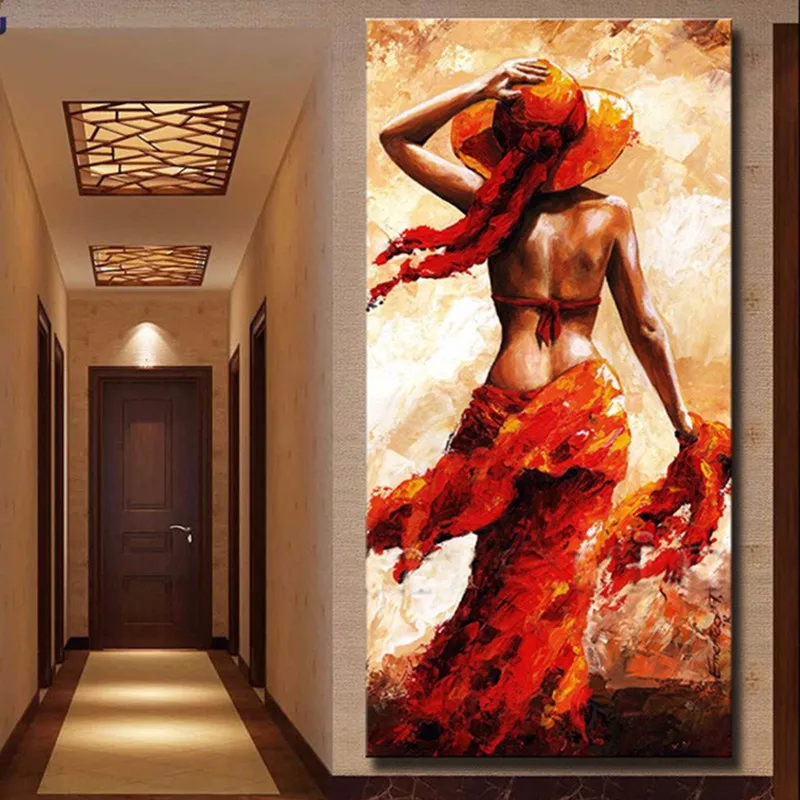

Hand Painted Red Oil Painting On Canvas Nude Girl Poster Sexy Women Figures Paintings Acrylic Picture Modern Home Decor Wall Art