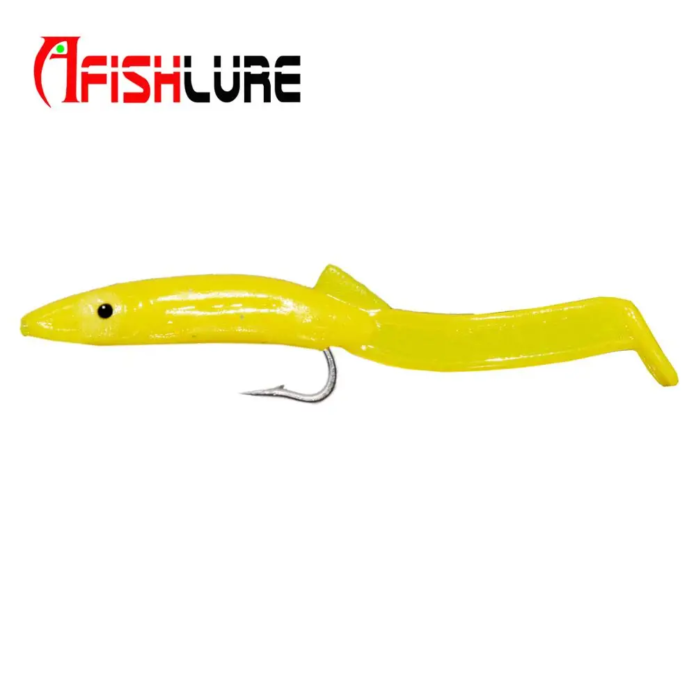 Afishlure, AR-26-65mm, искусственный морской угрь, 65 мм, Т-образный хвост, искусственная приманка, Мягкая приманка, ложная приманка, много цветов на выбор, 16 шт./лот - Цвет: Yellow