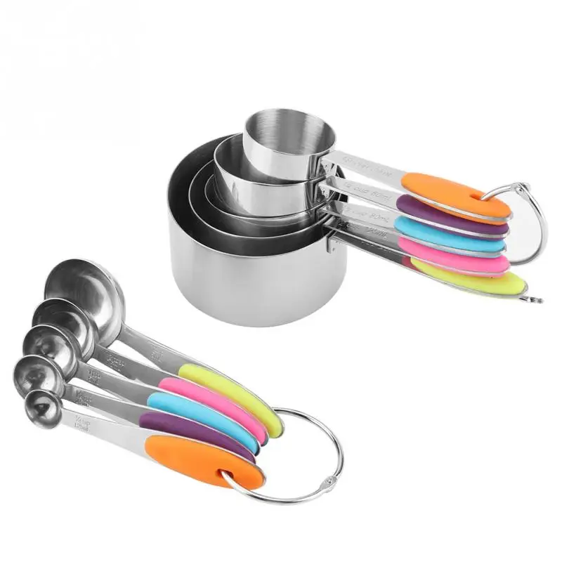 10pcs measuring cups and spoons stainless steel professional measuring 