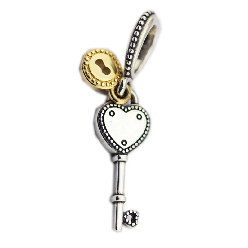

Fits Pandora Charms Bracelets 925 Sterling Silver Jewelry Key to My Heart Dangle Charm for Women DIY Beads Jewelry Making