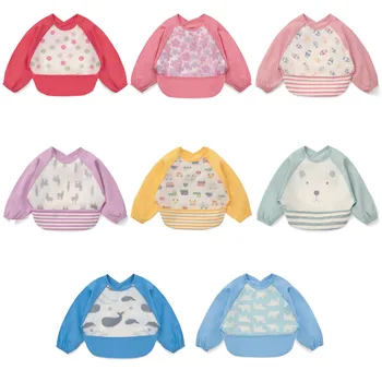 

Cartoon Baby Bibs Apron Waterproof Girls Boy Feeding Burp Cloths with Long Sleeves Newborn Kids Bandana Bibs Saliva Towel