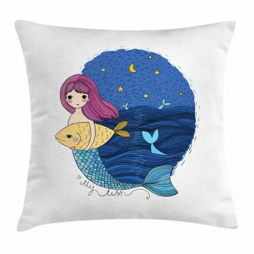Cartoon Fairy Tale Characters Mermaid Pillow Euro Cover Decorative Massager Pillows Home Decor Gift | Дом и сад