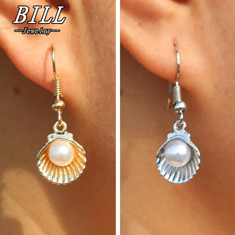 

ES978 Drop Earrings For Women Simulated Pearls Shell Dangle oorbellen Fashion Jewelry Brincos pendientes Bijoux boucle d'oreille