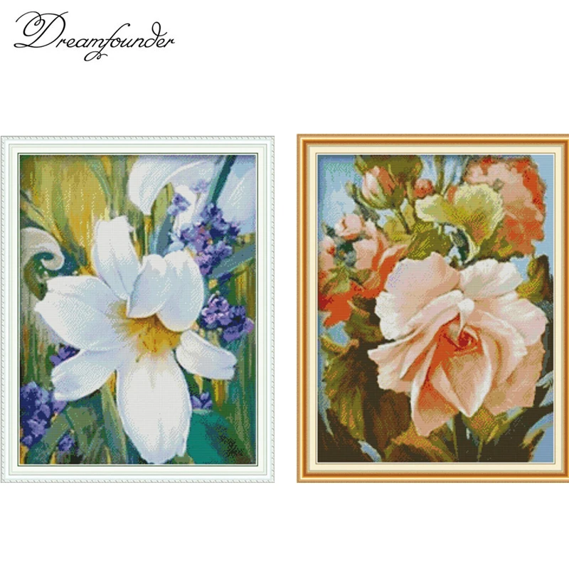 

Flower series cross stitch kit aida 14ct 11ct count print canvas stitches embroidery DIY handmade needl