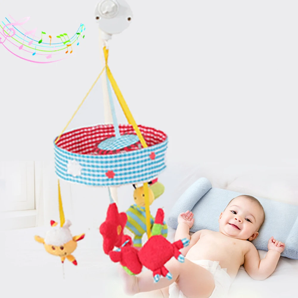 

Cute Pink Rabbit Bee Developing Rattles 0-12 Months Bed Toys Newborn Rotating Mobile On The Bed Bell Music Baby Toys