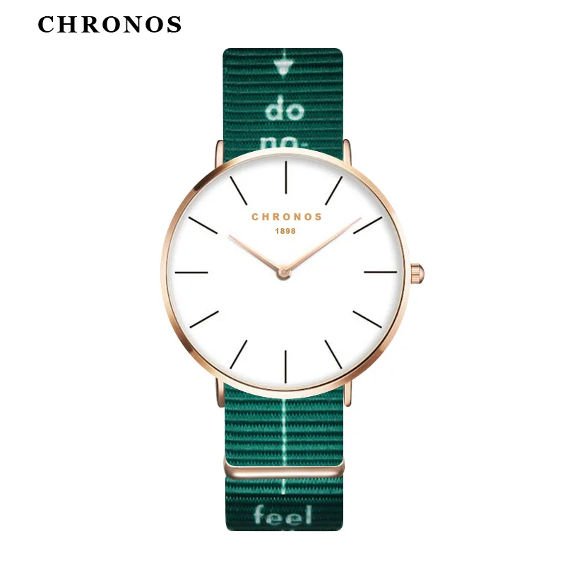 

CHRONOS Men Women Simple Nylon Watches Unisex Quartz Watch Rose Gold Case Analog Dial Clock Ultra Thin Lightweight Fashion Watch
