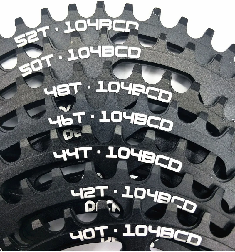Bike Chainring Bike Crankset Bicycle Parts DECKAS Round 104BCD 40/42/44/46/48/50/52 T Getande Mountain Bicycle Wiel MTB bike for 8-12 speed crankset Aluminum Chainring