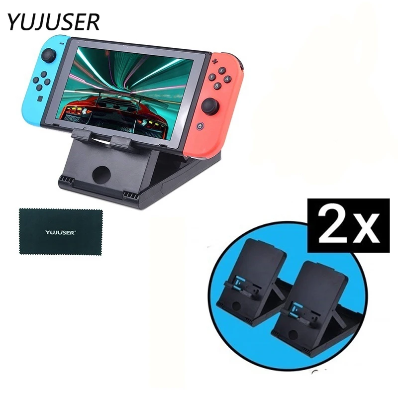 

YUJUSER Pack of 2 Adjustable Stand Holder for NS Nintend Switch Foldable Bracket for Nintend Switch Conosole Color Black