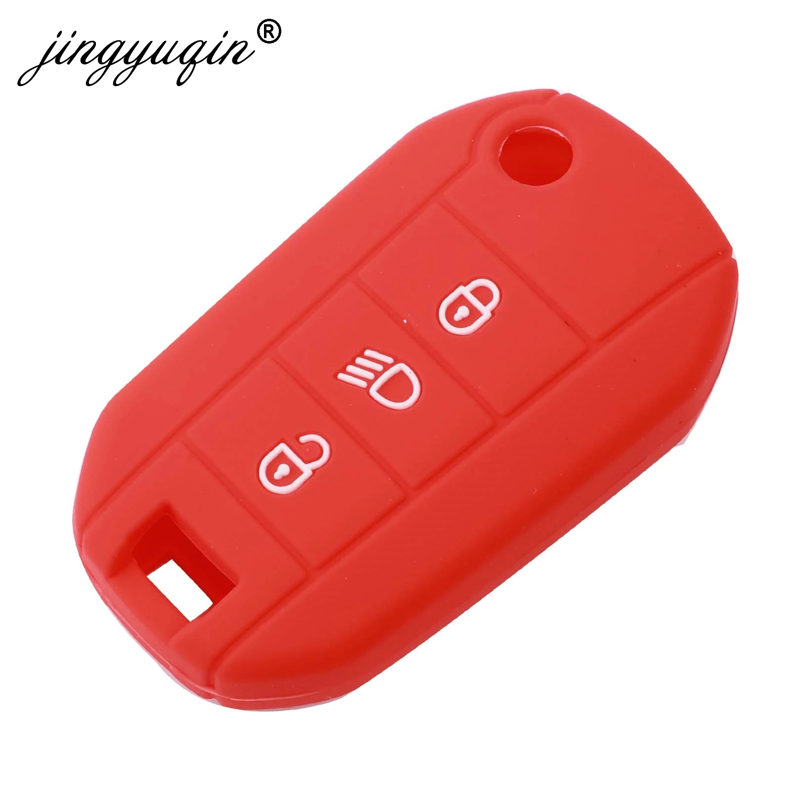 Jingyuqin кожа 3 кнопки силиконовой резины ключи чехол для peugeot 3008 208 308 508 408 2008 RCZ Citroen Защитная крышка с держателем
