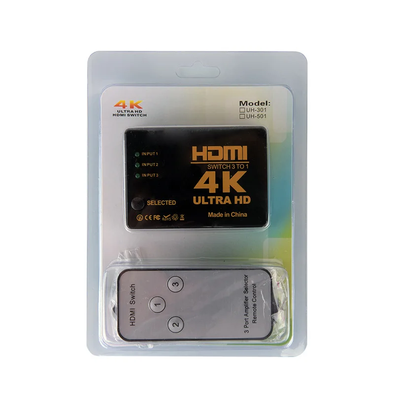 3 порта 4K * 2K 1080P HDMI адаптер с дистанционным управлением к преобразователю RCA AV/CVSB L/R