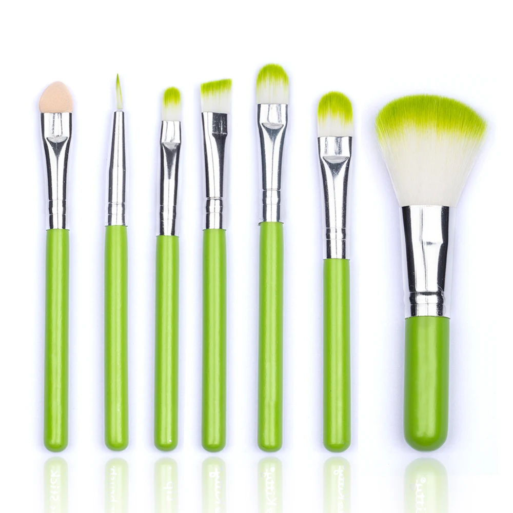 

BBL 7pcs/set MINI Green Makeup Set Eyeshadow Brushes Blush Blending for Eye Eyeliner Lip Brush Portable Travel Cosmetic Tools