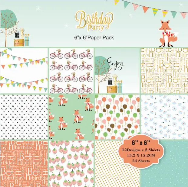 

DIY FOX style Scrapbooking paper pack of 24 sheets handmade craft paper craft Background pad