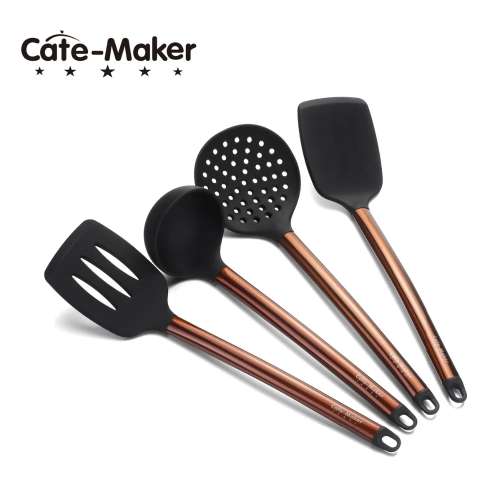 

Cate Maker Silicone Non Stick Cooking Kitchen Utensil Set 4 pcs Silicone Serving Utensils