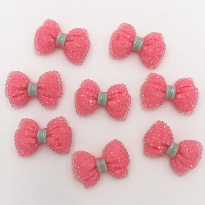 

Hot 20PCS 16*23mm Resin Candy Color BOW Rhinestone FlatBack Appliques Diy Crafts K387*2
