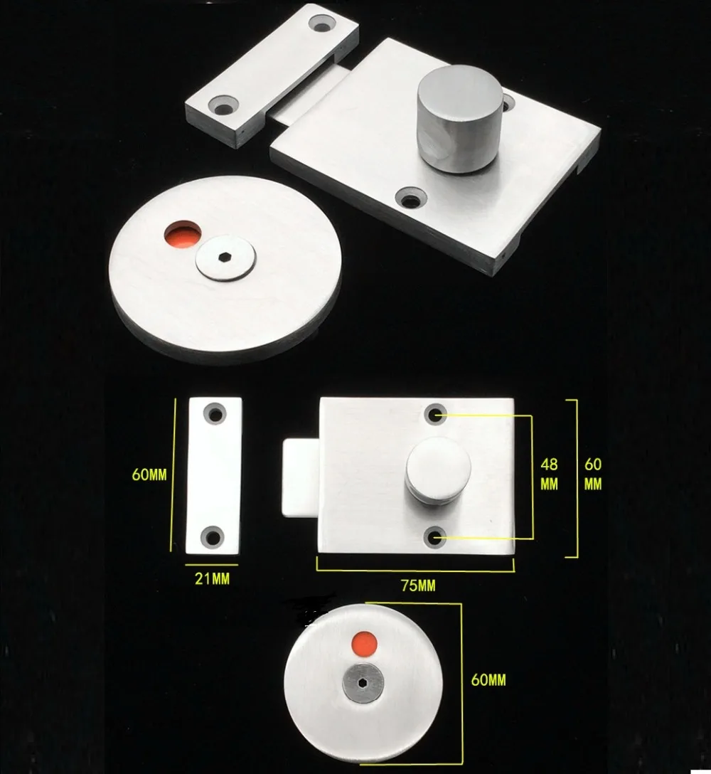 304 Stainless steel Door Lock Latch With Red Green Indicator Public