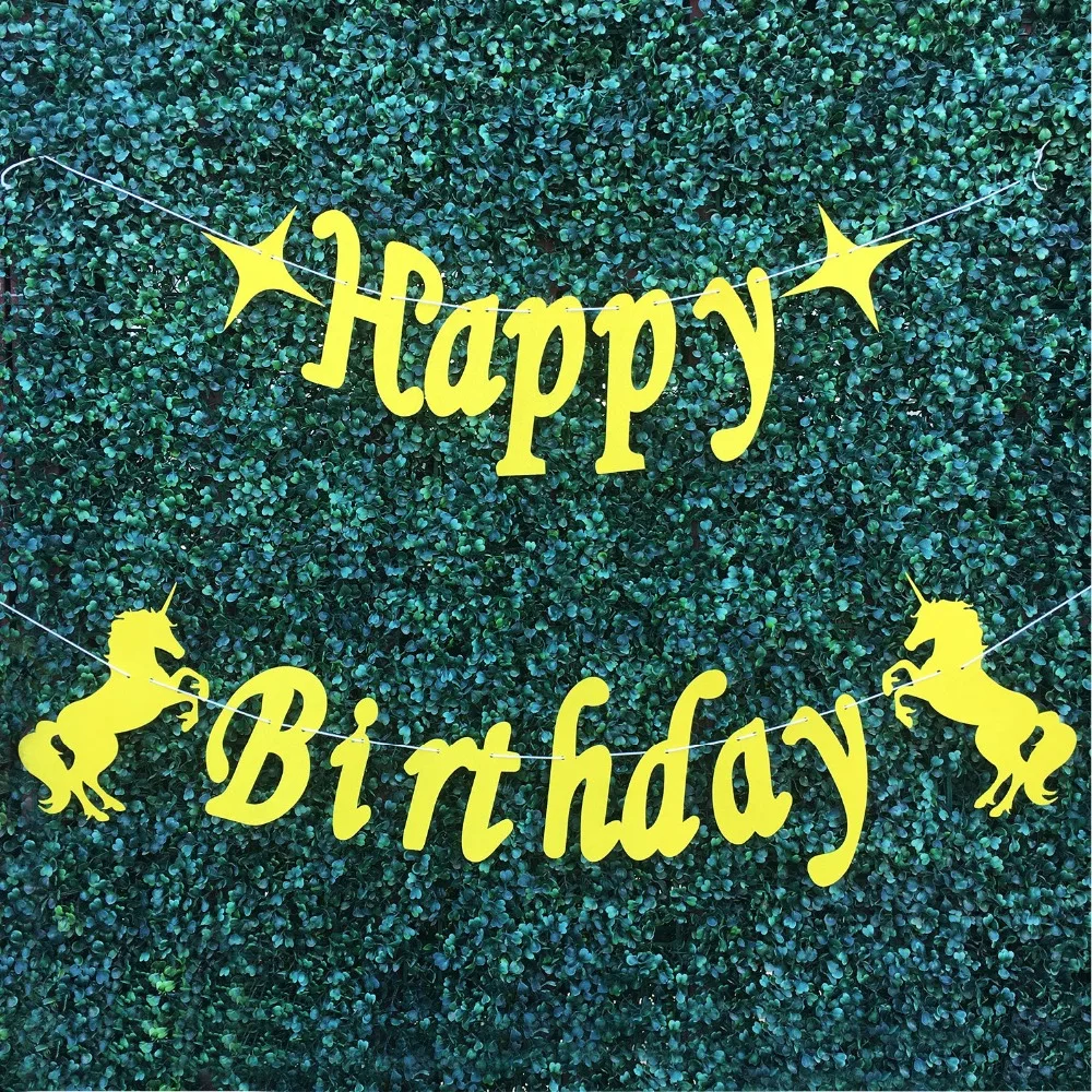 

Ins Nordic Style Unicorn Four-pointed Star Birthday Flag Banners Happy Birthday Party Prop Decorations