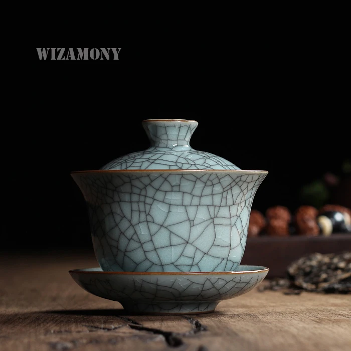 WZAMONY китайская фарфоровая чаша Longquan Celadon гайвань чайные чашки чайное блюдце для