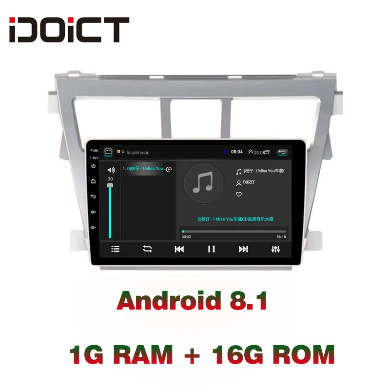 Sale IDOICT Android 8.1 Car DVD Player GPS Navigation Multimedia For Toyota Vios Yaris Radio 2008-2013 car stereo bluetooth 2