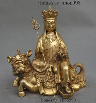

christmas 8"Chinese Buddhism Brass Ride Unicorn TangSeng Ksitigarbha Monk buddha Statue halloween