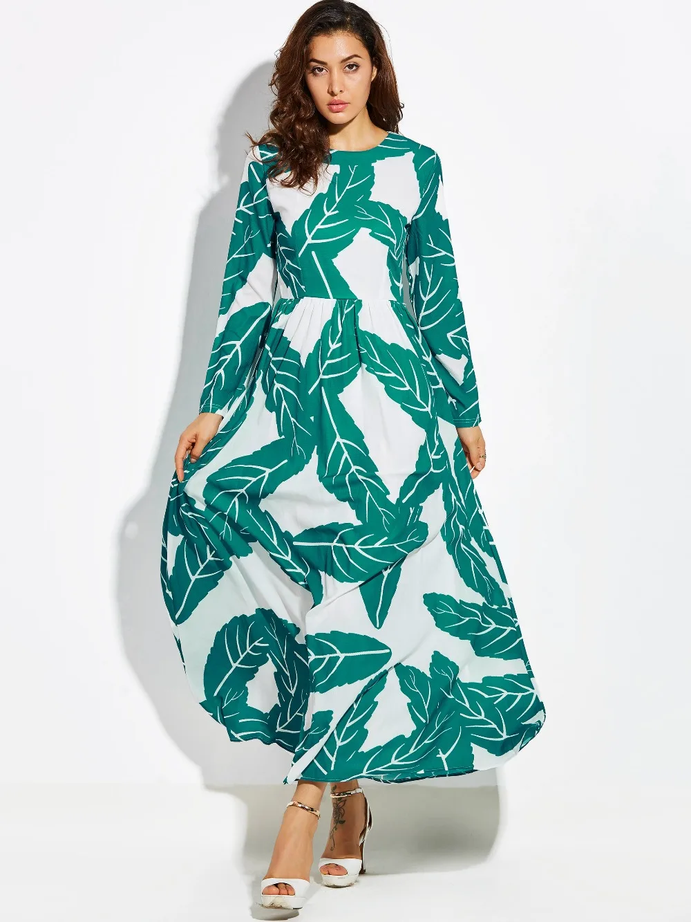Casual Round Neck Leopard Zipper Dress