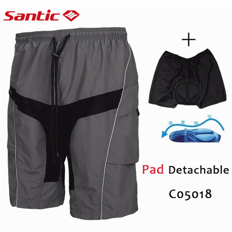

Santic Men Loose Cycling Short Shorts Bike/Bicycle MTB Road Baggy Shorts Cycling 3D Padded Gel bermuda ciclismo 4XL C05003/17/18