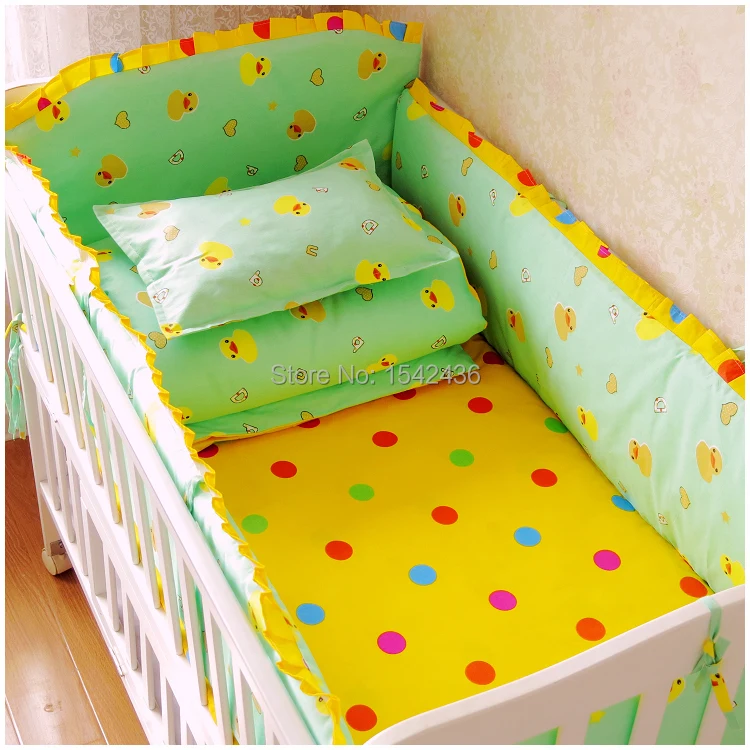 Hot 6pcs Sets Baby Bedding Set 100 Cotton Crib Bedding 4 Size