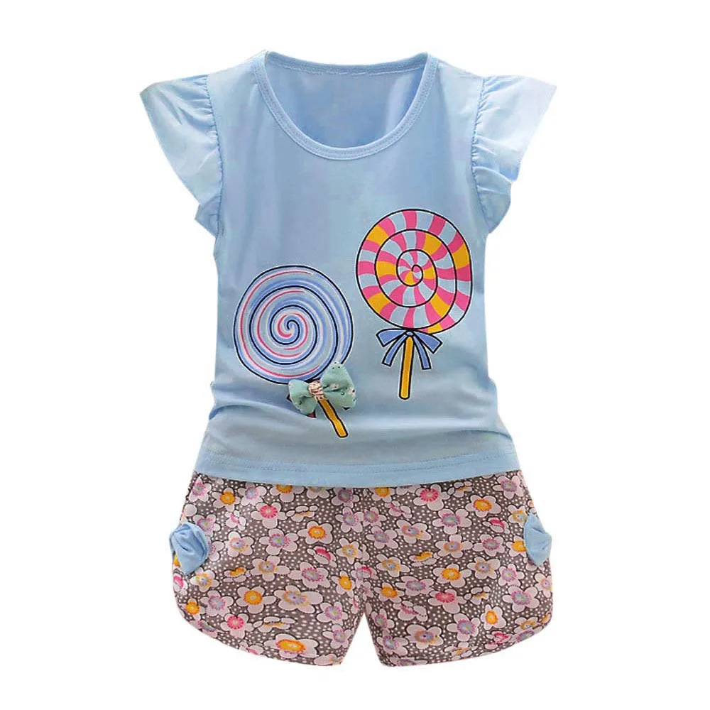 Г. Модная Милая Одежда для маленьких девочек; комплект из 2 предметов для маленьких девочек; футболка+ короткие штаны; комплект одежды - Цвет: Черный