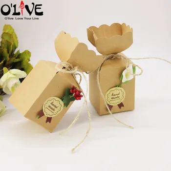 

50 Pcs Creative Kraft Gift Box Baby Shower Wedding Party Favors Calla Thank You Birthday Candy Box Chocolate Bonbonniere Package