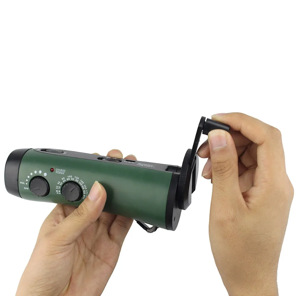  FM AM Radio Hand Crank Radio Emergency Flashlight Portable with FM/AM Portable Siren Radio &Cell Phone Charger Y4180G 