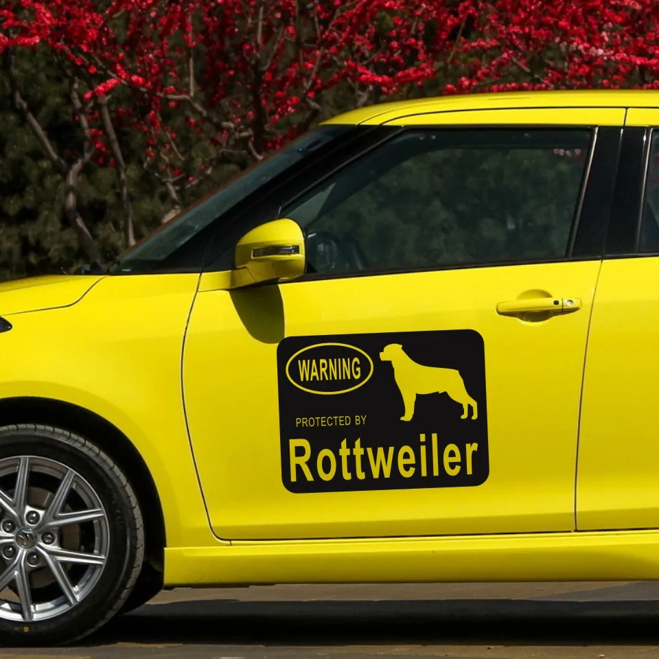 Anycuros Creative Fashion Warning Protected By Rottweiler Dog Vinyl Car  13 (8)