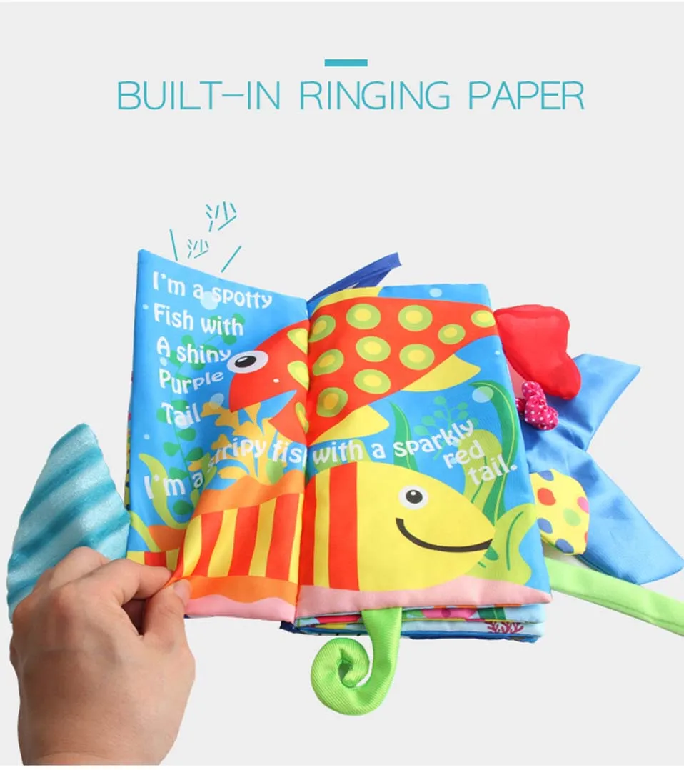Мягкая 3D детская тканевая книга для новорожденных, для раннего обучения, тихая книга для младенцев, Когнитивная, может кусаться, для чтения, кольцо, бумага, погремушки, книга