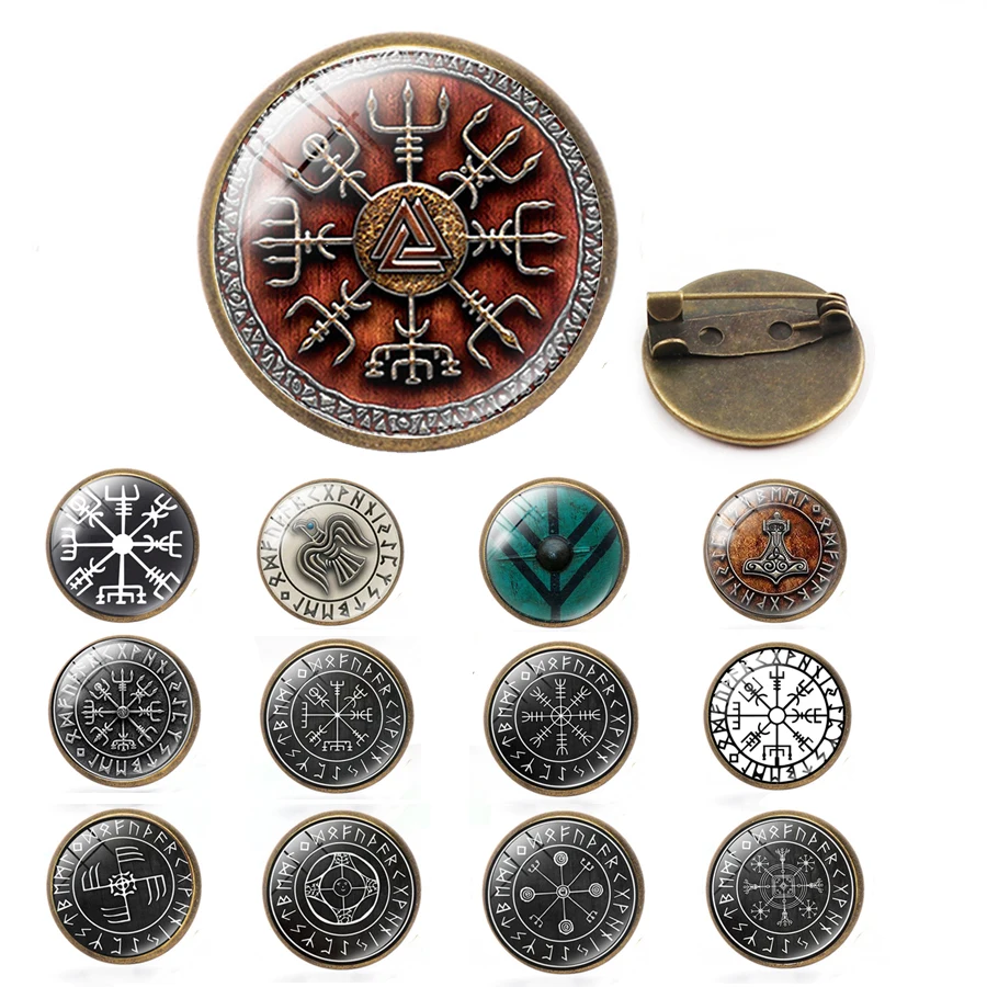 Новинка 2019 стеклянный купол воротник булавка Vegvisir Viking компас отворот булавки
