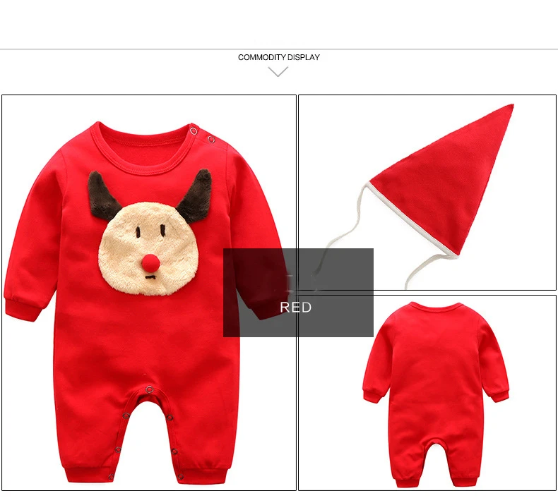 Merry 1st Christmas Baby Clothes Girl Boy Long Sleeve New Born Christmas Clothes new year costume for newborn cotton red