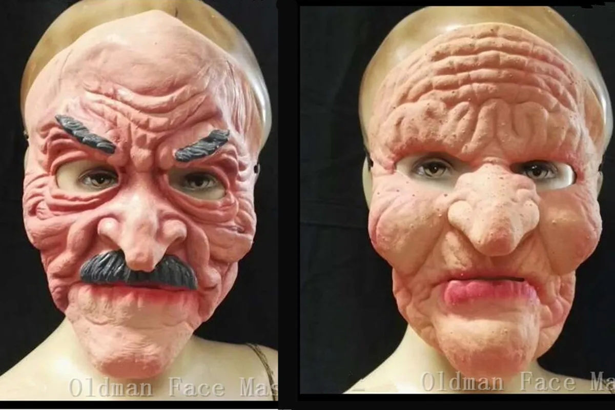 

Old Man Latex Mask Funny Halloween Fancy Dress Scary Anonymous Party Cosplay Masque Realistic Wrinkled Female Old Woman Mask
