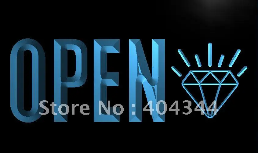 LK813- OPEN Diamond Jewelry Lure LED Neon Light Sign home decor crafts | Дом и сад