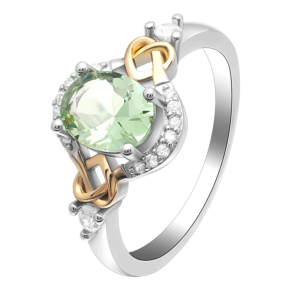 Bright Light Green Zirconia Enamel Wedding Bands Ring Jewelry Silver