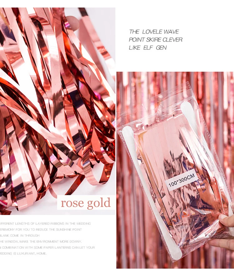 foil curtain rose gold