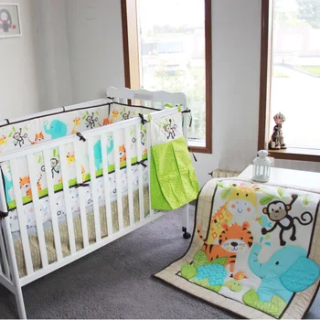 

2018 new design wholesale and OEM embroidery colorful printing nursery crib bedding set