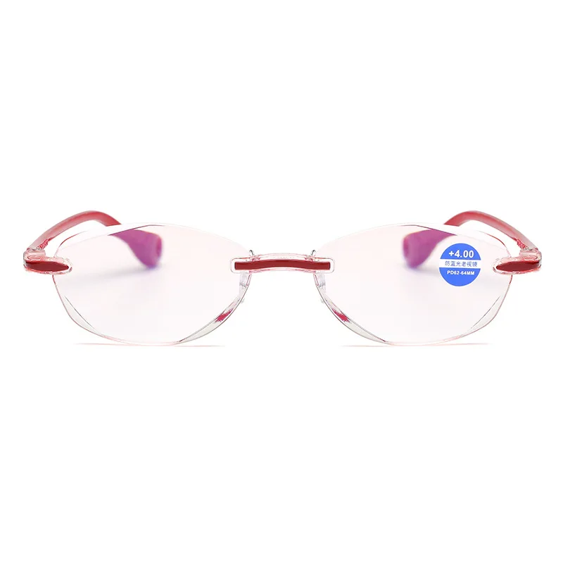 Модные анти синий светильник очки для чтения женщин без оправы пресбиопии очки дальнозоркость увеличительные защитные очки+ 1,0,+ 1,5,+ 2,0,+ 2,5,+ 3,0