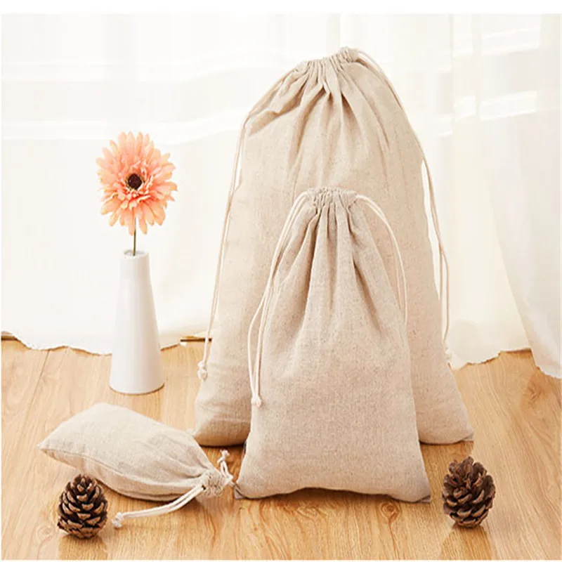 

Cotton Linen Drawstring Bag New Arrived Custom Logo 8x10cm 9x12cm 10x15cm 13x17cmDifferent SizeJewelry Gift Packaging Pouch50pcs