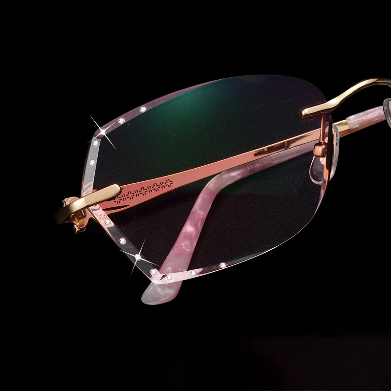 Braun Titan Damen Strass Objektiv Für brown Cubojue Lila grau Frau Randlose Sonnenbrille Gradienten Diamant Trimmen Frauen Rot PdYxqH